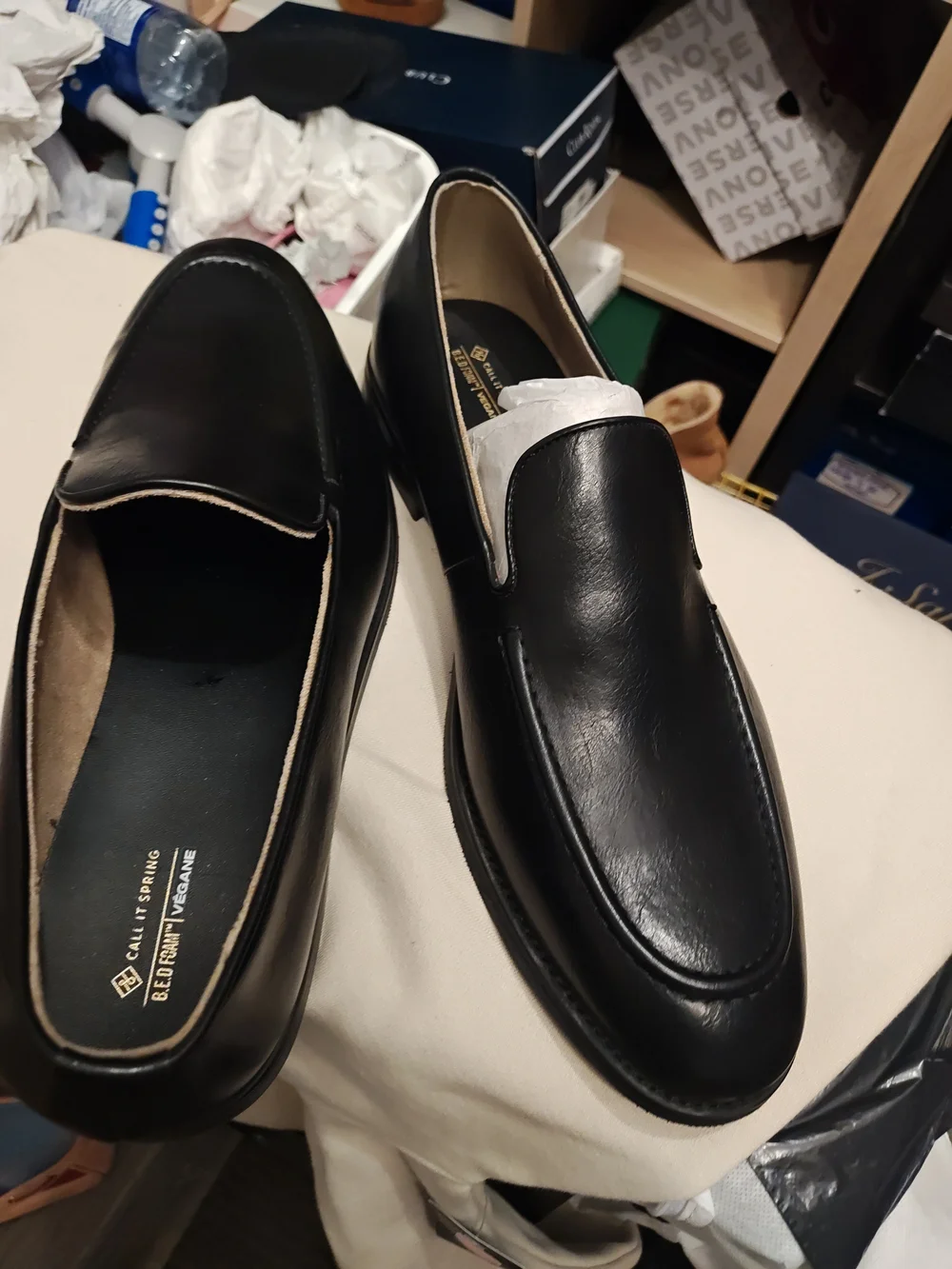 Call It Spring Black Leather Slip-On Men’s Loafers 13